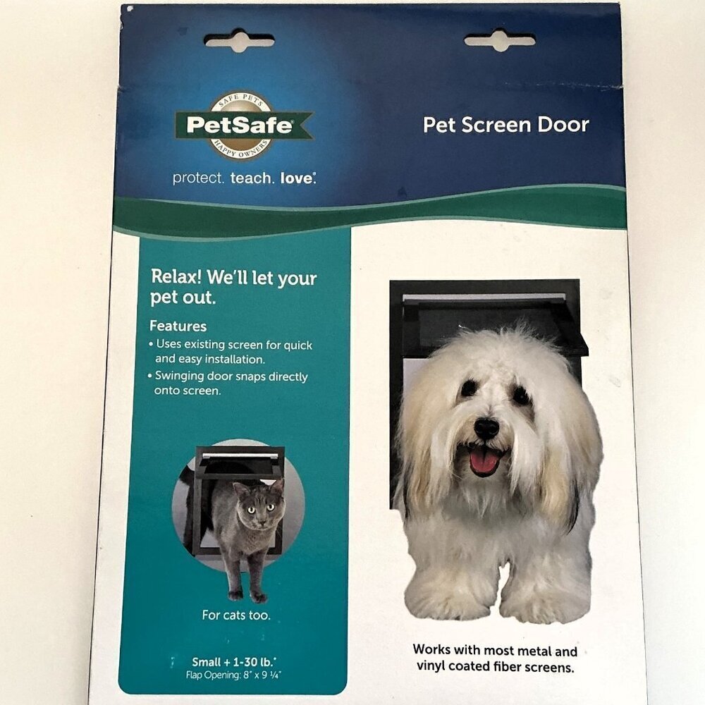 PET SAFE DOG CAT SCREEN DOGGIE DOOR, SMALL 1-30LBS